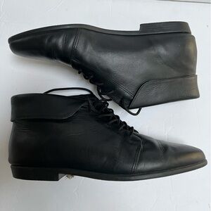 Euro Club Black Leather Boots Size 8.5  Lace Up